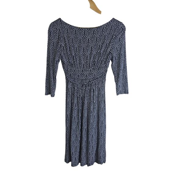 MAEVE Anthropologie Galena Black & White 3/4 Sleeve Wrap Top Midi Dress X-Small - Picture 6 of 11